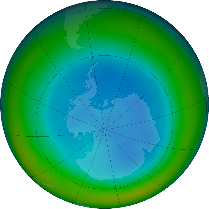 Antarctic ozone map for July 2023